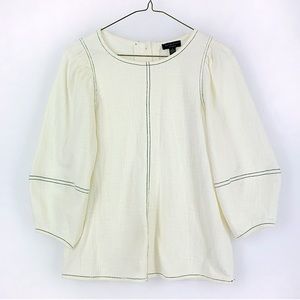 Anthropologie Current Air Bohemian Cotton Puffy Sleeves Blouse Size S